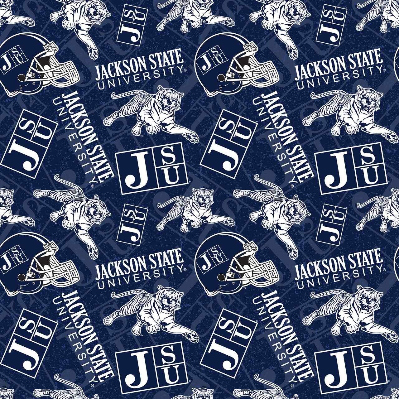Sykel Enterprises-Jackson State University Cotton Fabric-Jackson State Tigers Tone On Tone Cotton Quilting Fabric